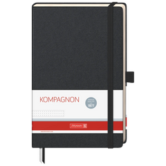 Notizbuch Kompagnon Klassik | A5, punktiert, Gummizugverschluss, schwarz