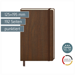Notizbuch Premium Kompagnon „Nature“ | A5, punktiert, Gummizugverschluss, braun