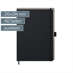 Notizbuch Kompagnon Klassik | A4, punktiert, Gummizugverschluss, schwarz