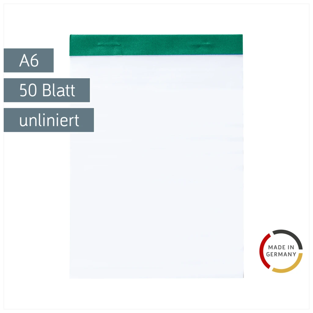 Notizblock | A6, unliniert, 50 Blatt, grün