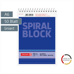 Spiralnotizblock | A6, liniert, 50 Blatt, blau