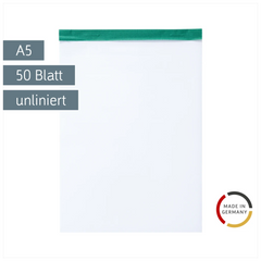Notizblock | A5, unliniert, 50 Blatt, grün