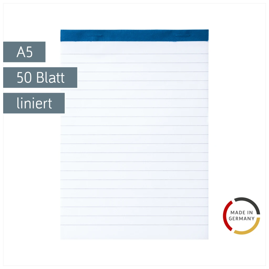 Notizblock | A5, liniert, 50 Blatt, blau