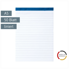 Notizblock | A5, liniert, 50 Blatt, blau