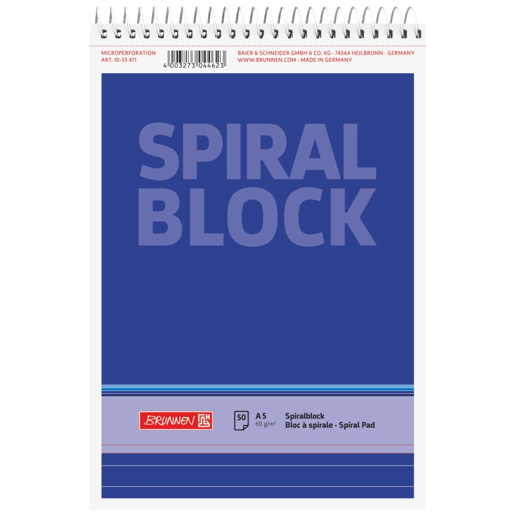 Spiralnotizblock | A5, liniert, 50 Blatt, blau