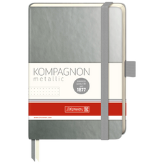 Notizbuch Kompagnon Metallic | A6, punktiert, Gummizugverschluss, silberfarben