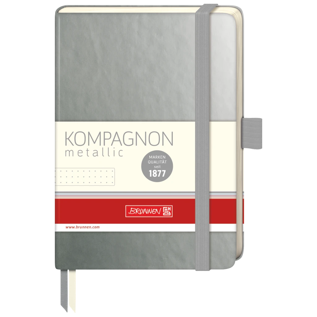 Notizbuch Kompagnon Metallic | A6, punktiert, Gummizugverschluss, silber