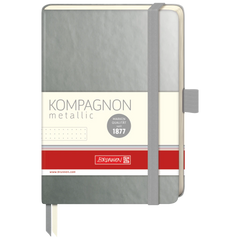 Notizbuch Kompagnon Metallic | A6, punktiert, Gummizugverschluss, silber