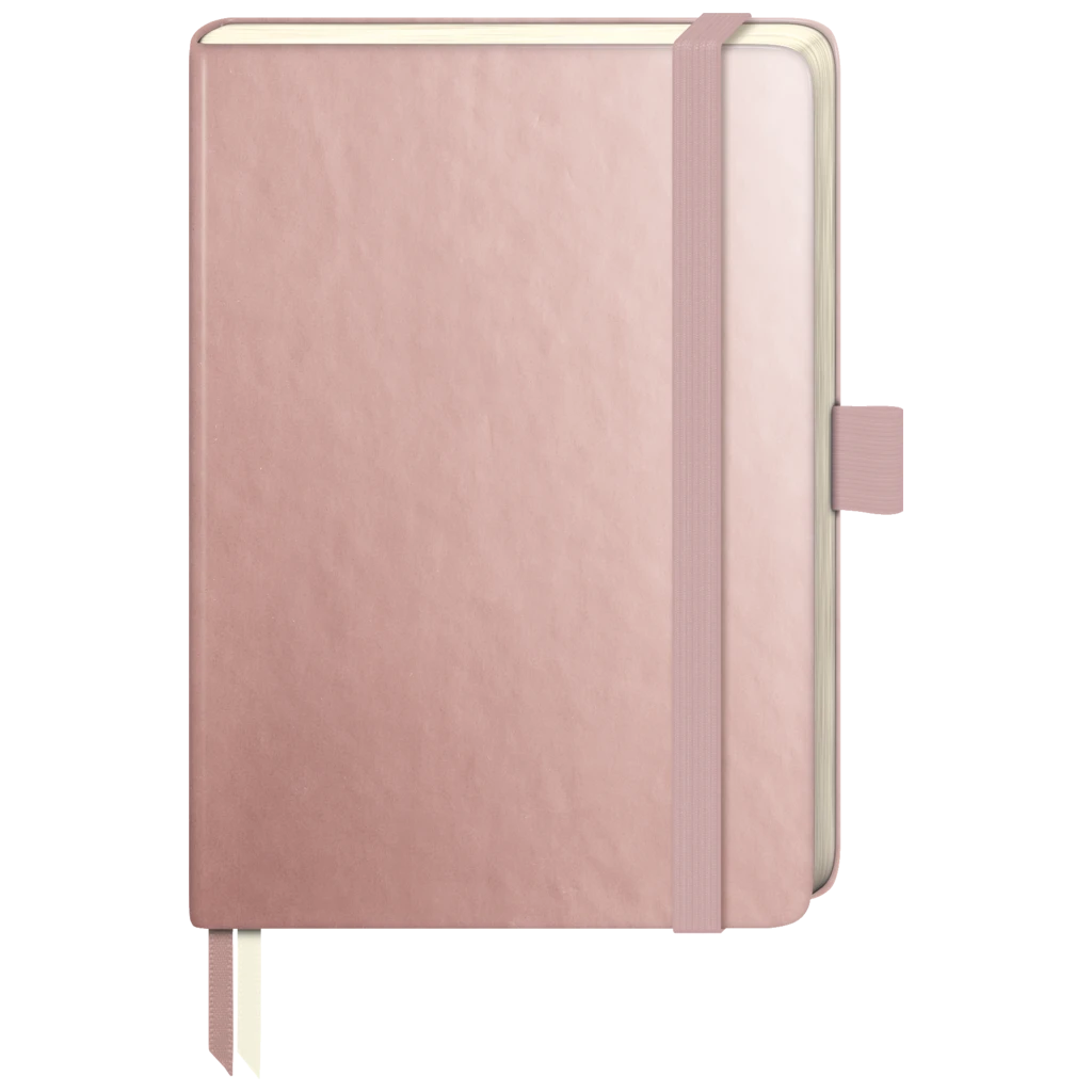 Notizbuch Kompagnon Metallic | A6, punktiert, Gummizugverschluss, roségold