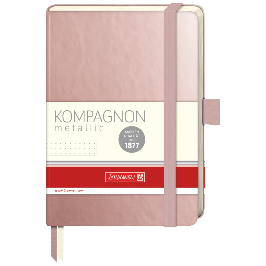 Notizbuch Kompagnon Metallic | A6, punktiert, Gummizugverschluss, roségold