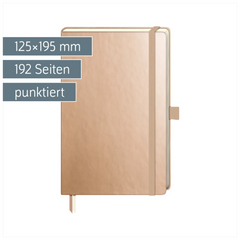 Notizbuch Kompagnon Metallic | A5, punktiert, Gummizugverschluss, gold