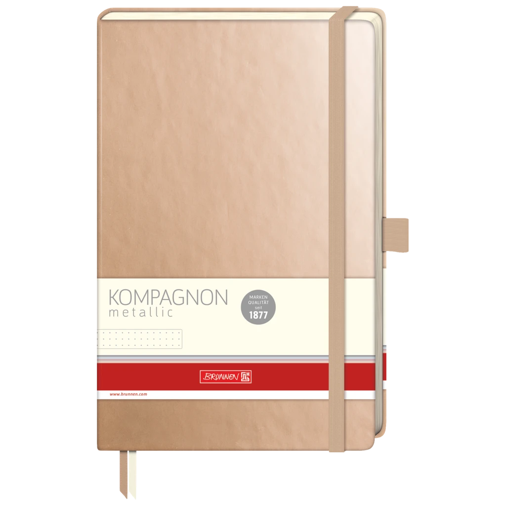 Notizbuch Kompagnon Metallic | A5, punktiert, Gummizugverschluss, gold