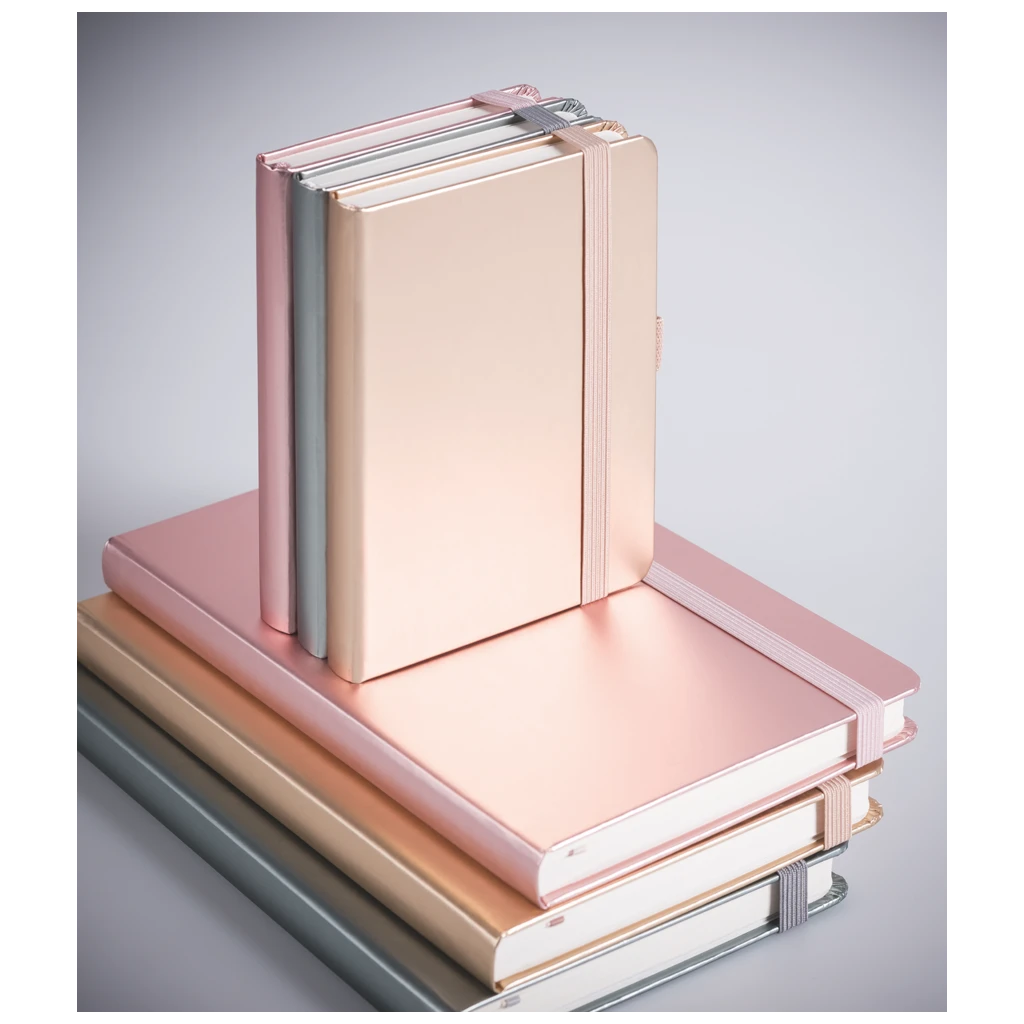 Notizbuch Kompagnon Metallic | A5, punktiert, Gummizugverschluss, gold