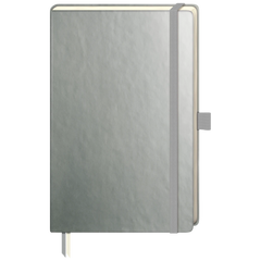 Notizbuch Kompagnon Metallic | A5, punktiert, Gummizugverschluss, silber