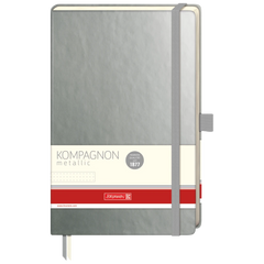 Notizbuch Kompagnon Metallic | A5, punktiert, Gummizugverschluss, silber