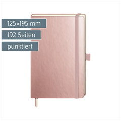 Notizbuch Kompagnon Metallic | A5, punktiert, Gummizugverschluss, roségold