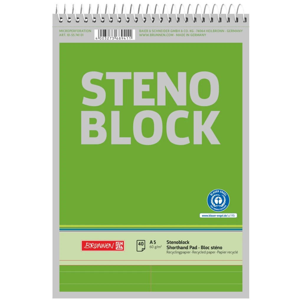 Stenoblock | A5, liniert, 40 Blatt, grün