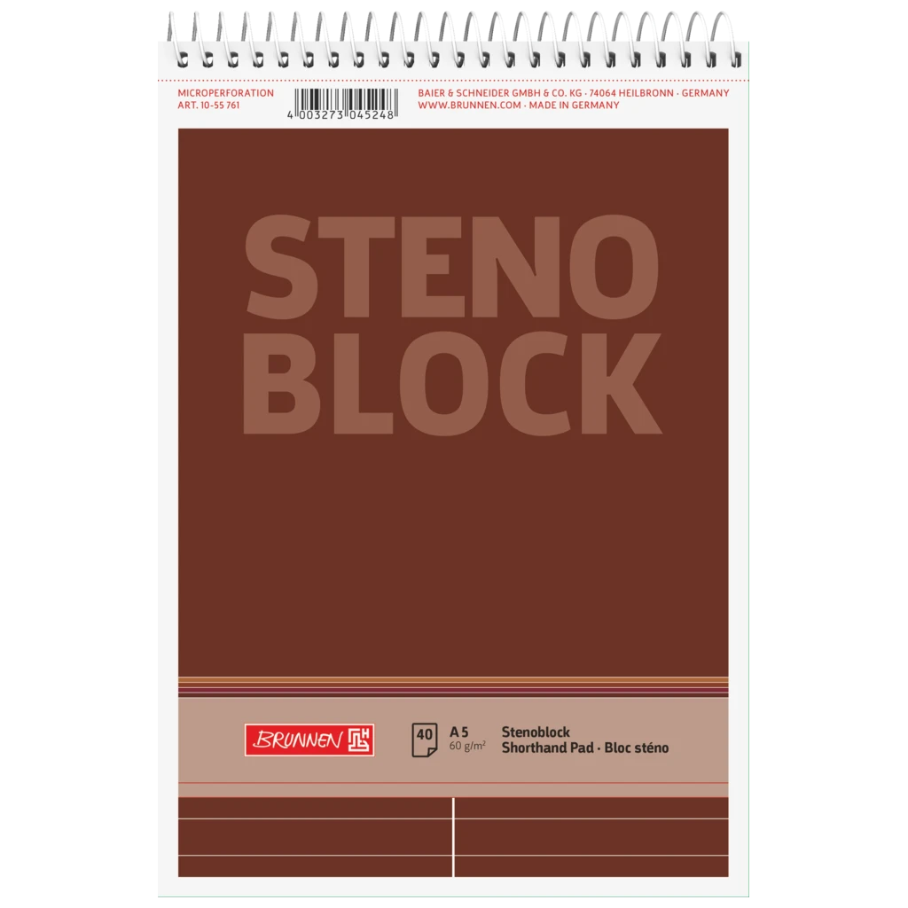 Stenoblock | A5, liniert, 40 Blatt, braun
