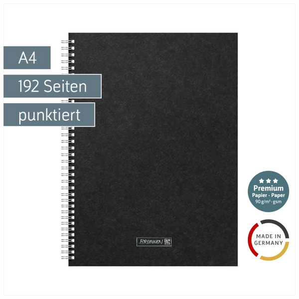 Notizbuch Premium Wire | A4, punktiert, schwarz