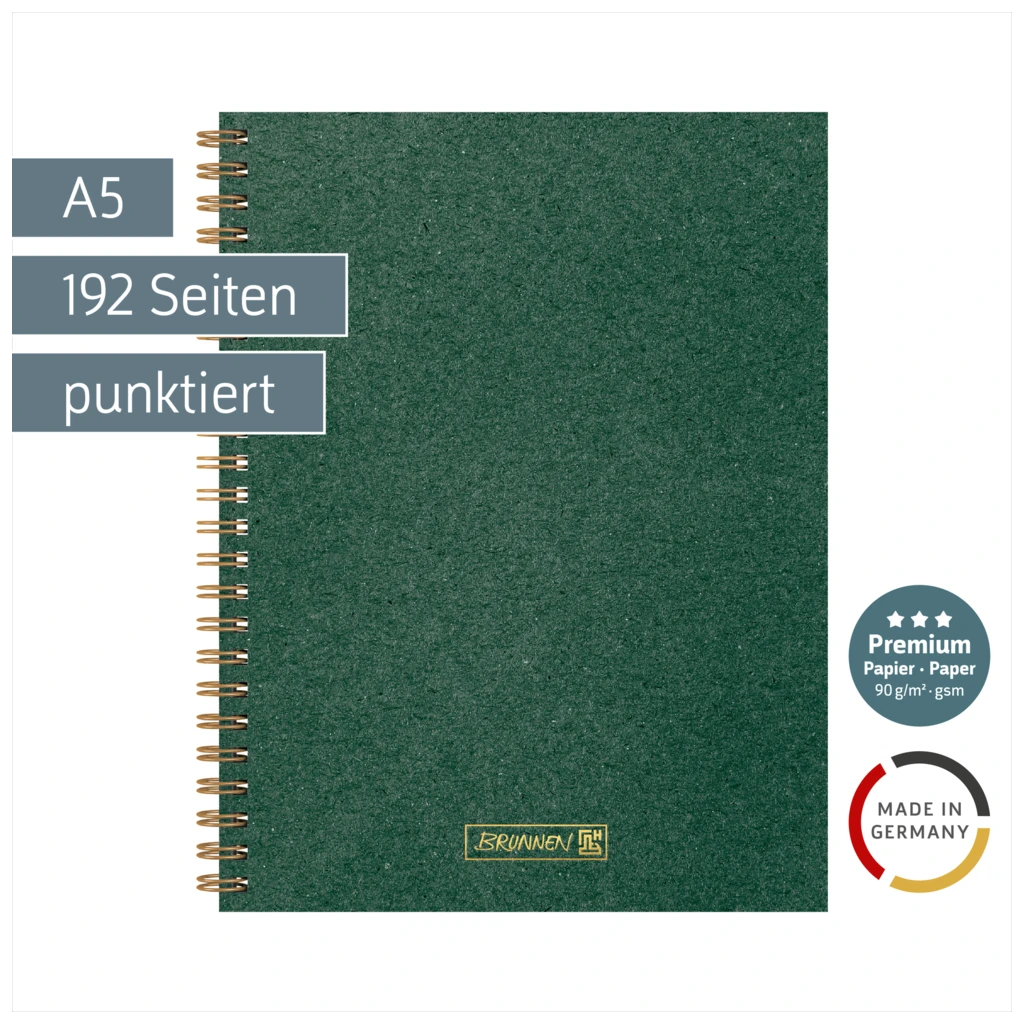 Notizbuch Premium Wire | A5, punktiert, dunkelgrün