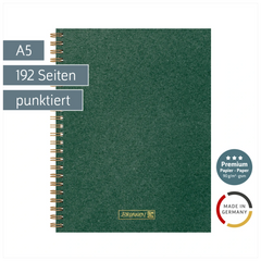 Notizbuch Premium Wire | A5, punktiert, dunkelgrün