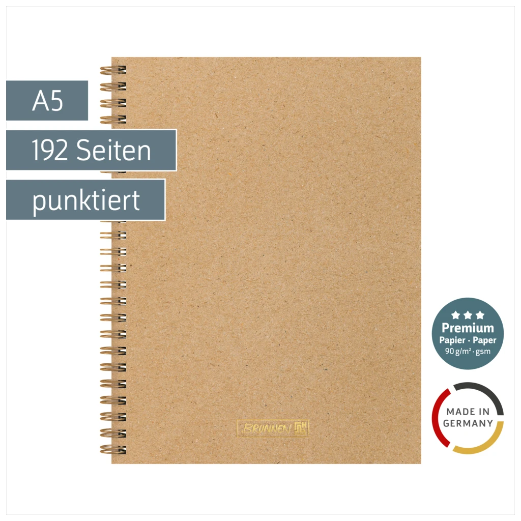 Notizbuch Premium Wire | A5, punktiert, caramel