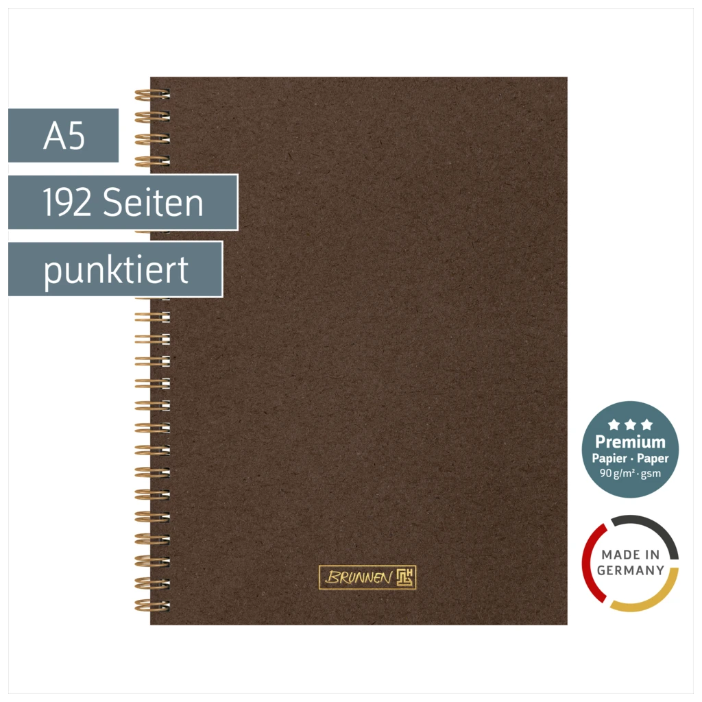 Notizbuch Premium Wire | A5, punktiert, chocolate