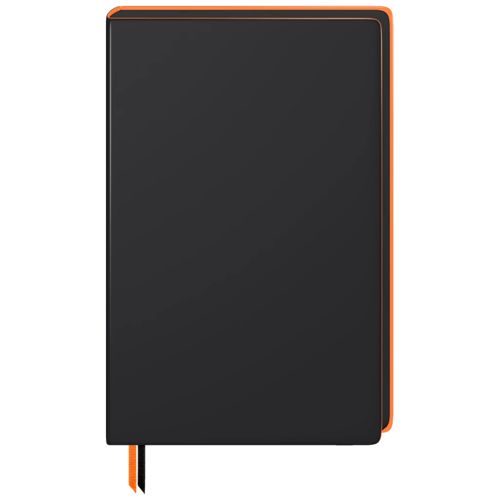 Notizbuch Premium „Neon“ | A5, punktiert, neonorange/schwarz