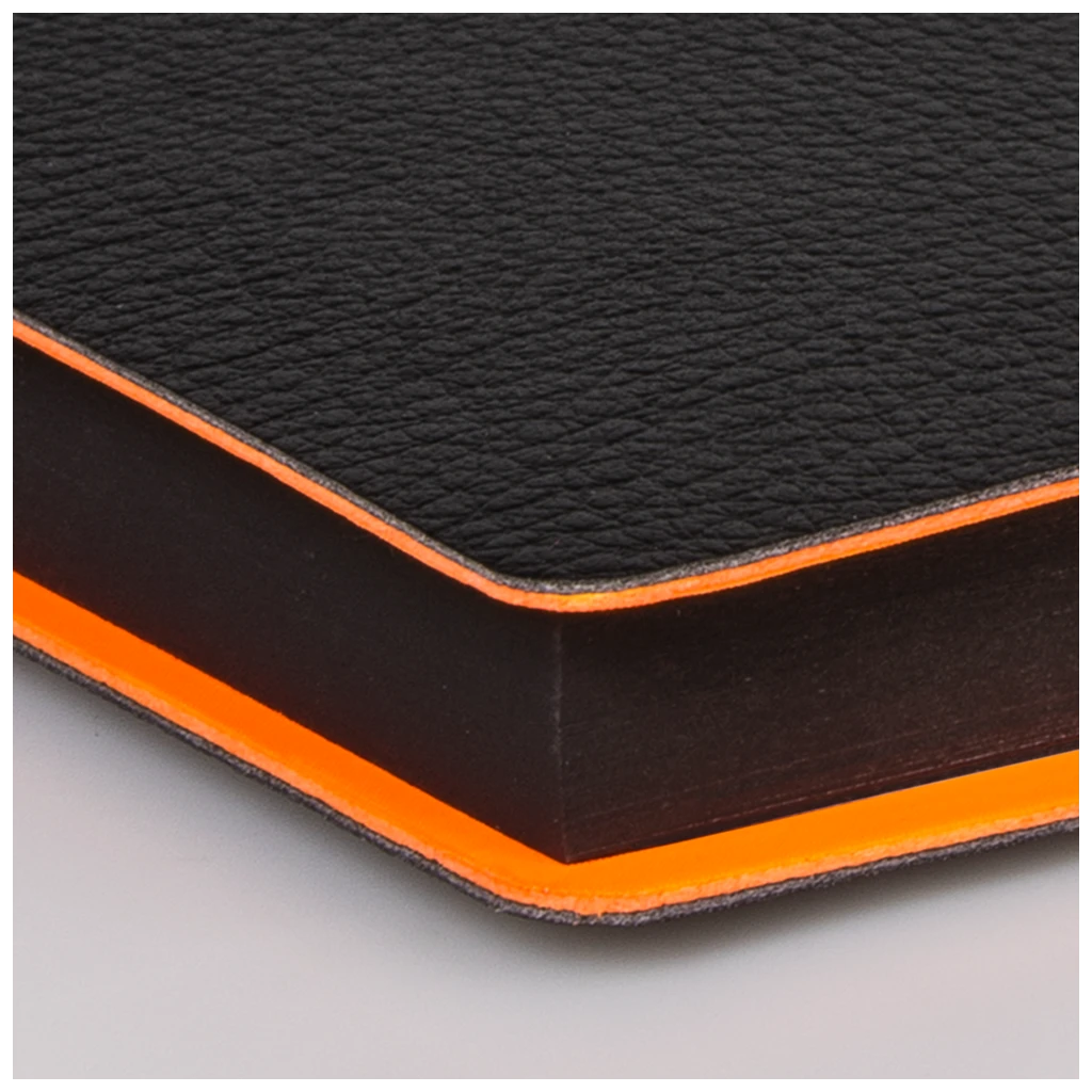 Notizbuch Premium „Neon“ | A5, punktiert, neonorange/schwarz