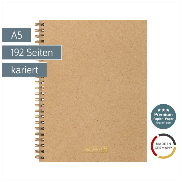 Notizbuch Premium Wire | A5, kariert, caramel