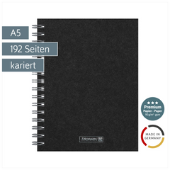 Notizbuch Premium Wire | A5, kariert, schwarz