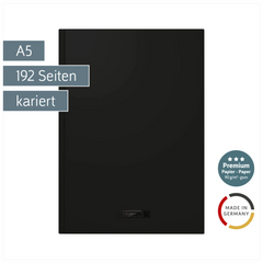 Notizbuch Premium Colour Line | A5, kariert, onyx