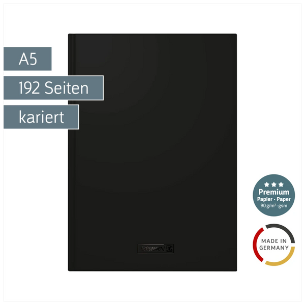 Notizbuch Premium Colour Line | A5, kariert, onyx