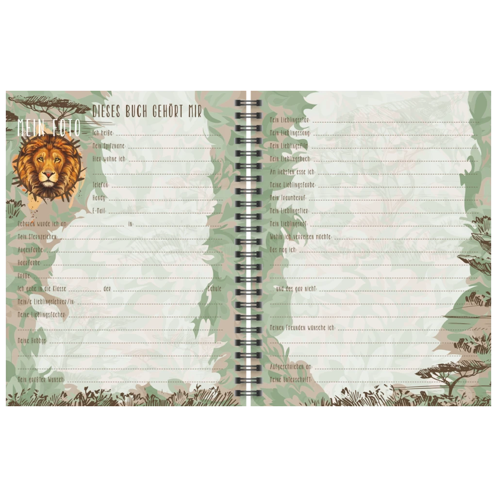 Freundebuch Safari World | 16,5×20 cm, 80 Seiten, braun