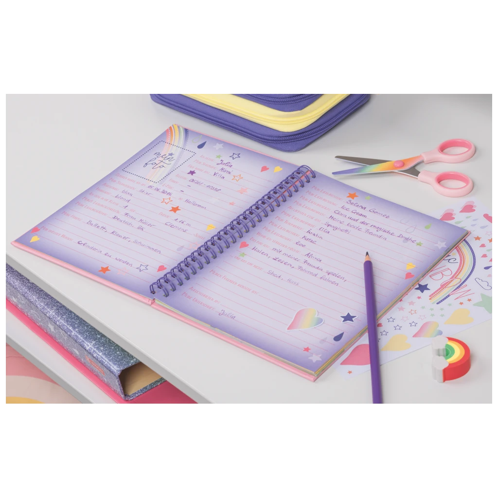 Freundebuch Magic Rainbow | 16,5×20 cm, 80 Seiten, rosa