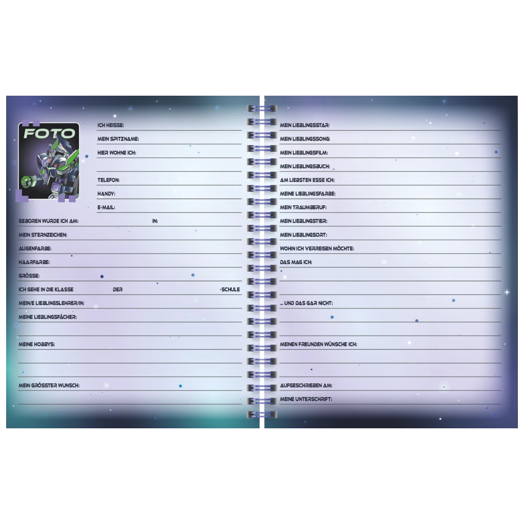 Freundebuch Robot Heroes | 16×21 cm, 80 Seiten, dunkelblau