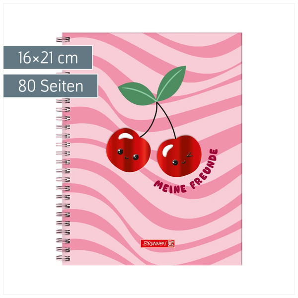 Freundebuch Fruity Love | 16×21 cm, 80 Seiten, rosa/rot