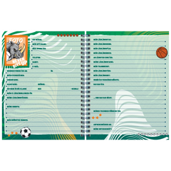 Freundebuch Sporty Animals | 16×21 cm, 80 Seiten, grün/mehrfarbig