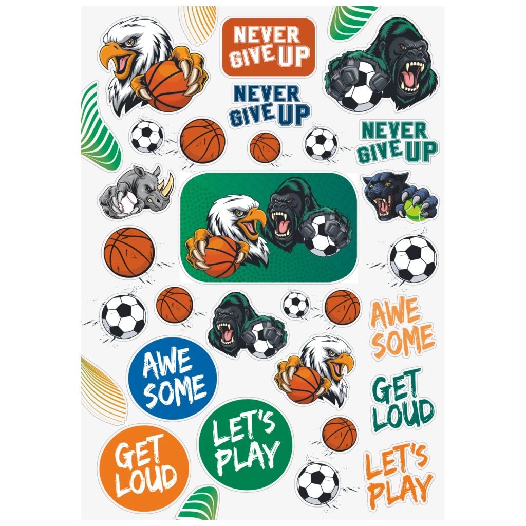 Freundebuch Sporty Animals | 16×21 cm, 80 Seiten, grün/mehrfarbig