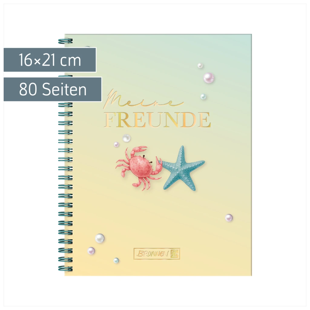 Freundebuch Sunny Ocean | 16×21 cm, 80 Seiten, mehrfarbig, pastell