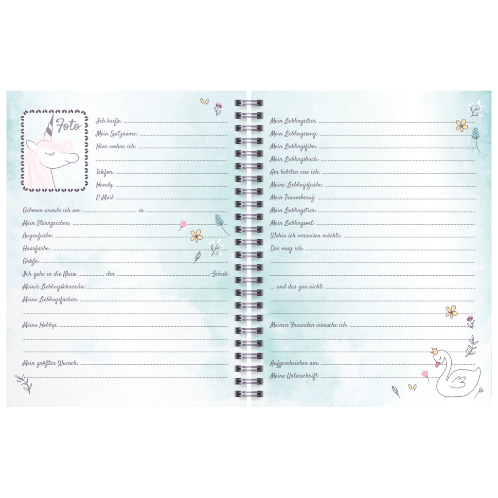 Freundebuch Unicorn Princess | 165×200 cm, 80 Seiten, rosa
