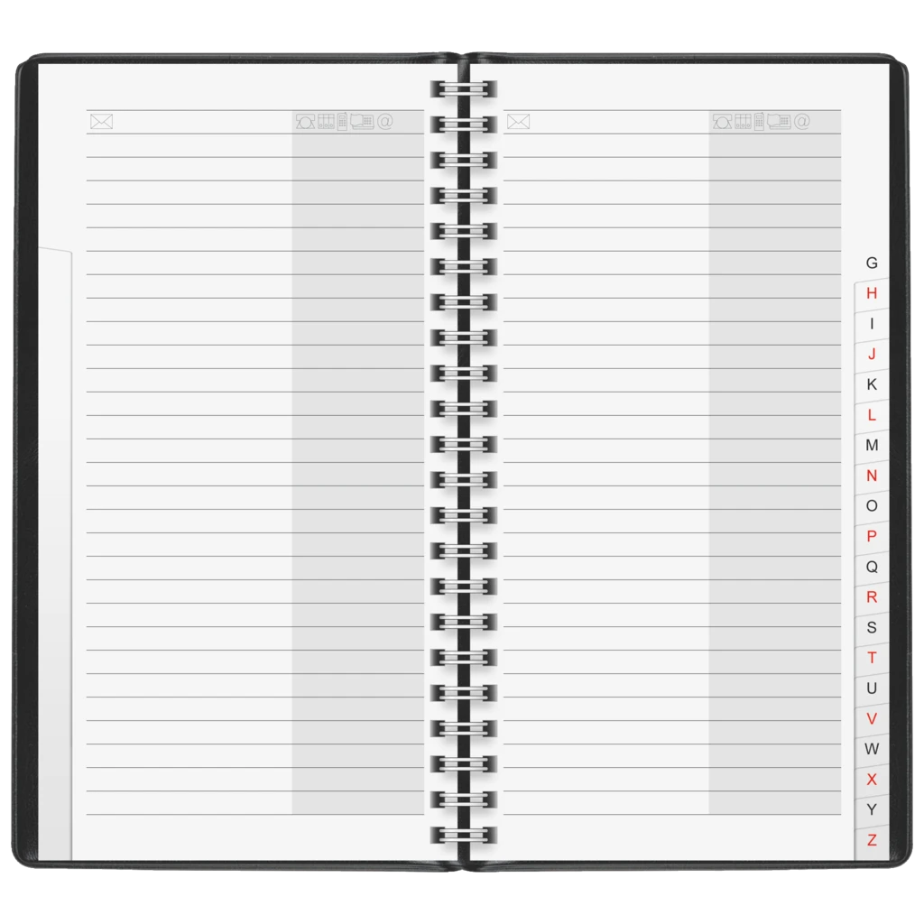 Telefonregister | 100×190 mm, 54 Seiten, sortiert