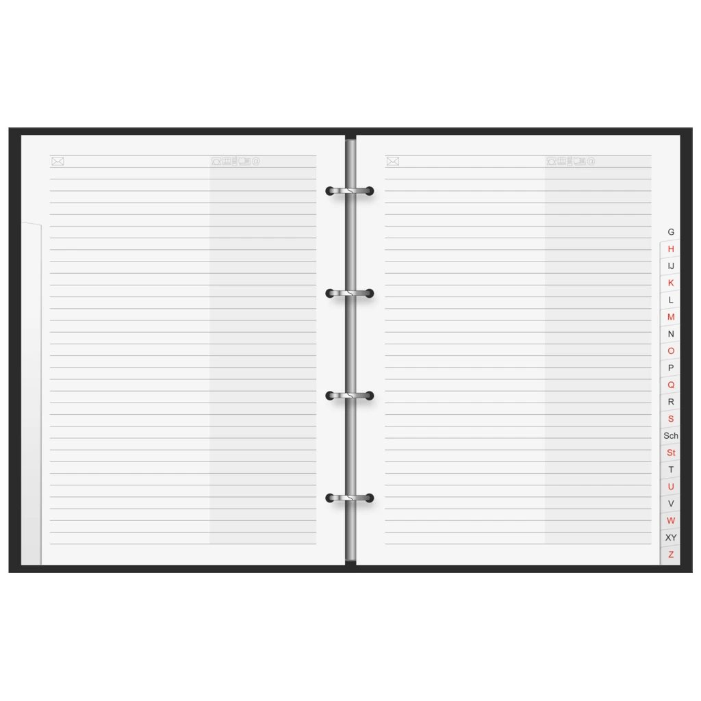Telefonringbuch „Techno“ | A5, 4-Ring-Reißmechanik, schwarz