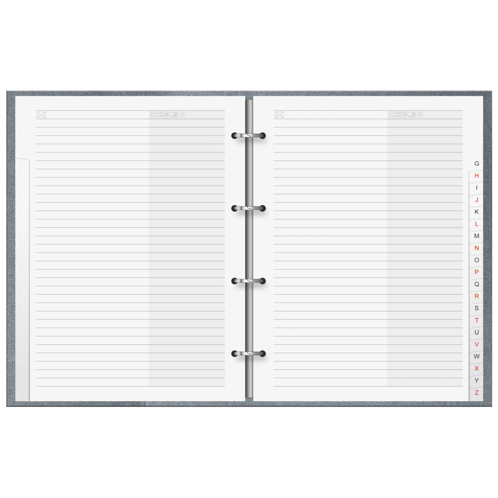 Telefonringbuch „Metallico“ | A5, 4-Ring-Reißmechanik, sortiert