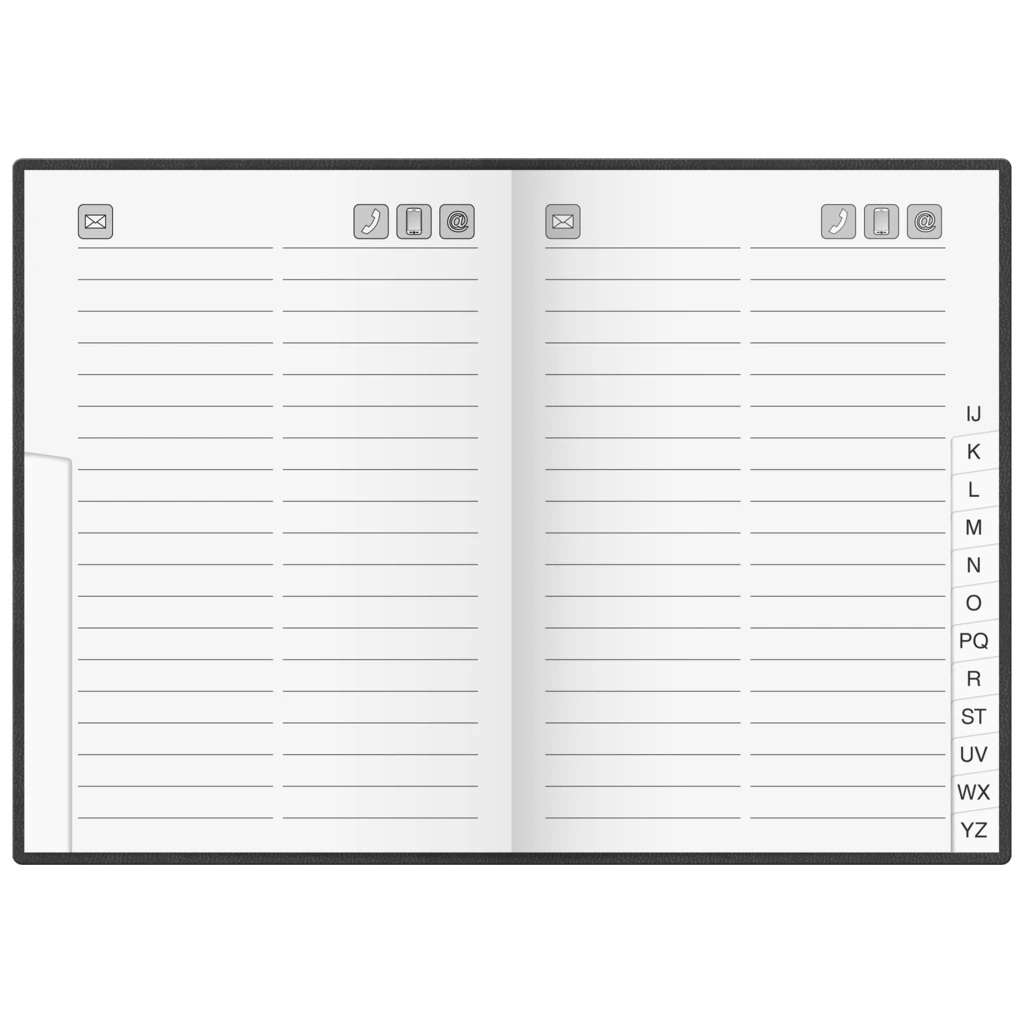 Adressbuch „Virando“ | 100×140 mm, 128 Seiten, schwarz