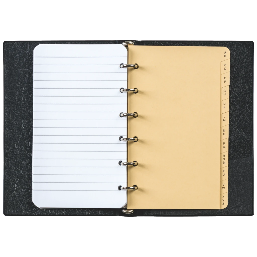 Taschen-Ringbuch | 95×140 mm, 6-Ring-Kipphebel-Mechanik, Füllhöhe: 10 mm, schwarz