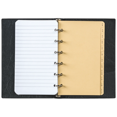 Taschen-Ringbuch | 95×140 mm, 6-Ring-Kipphebel-Mechanik, Füllhöhe: 10 mm, schwarz