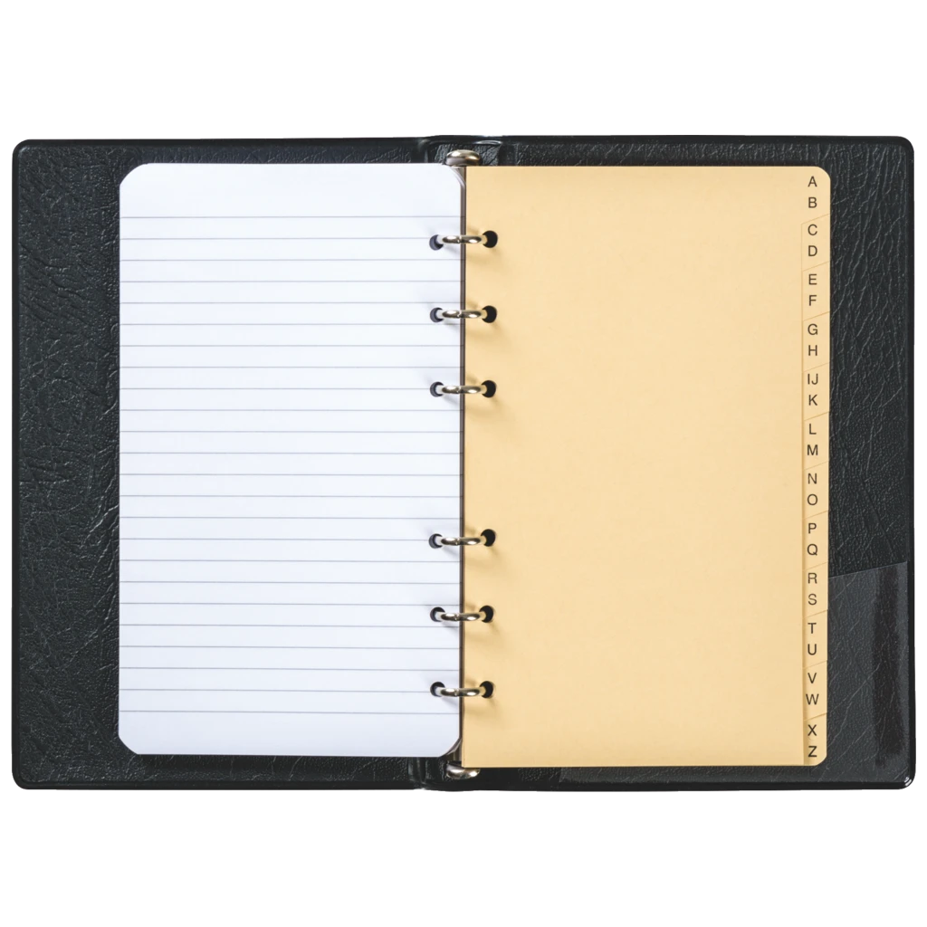 Taschen-Ringbuch | 105×165 mm, 6-Ring-Kipphebel-Mechanik, Füllhöhe: 10 mm, schwarz