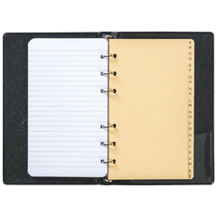 Taschen-Ringbuch | 105×165 mm, 6-Ring-Kipphebel-Mechanik, Füllhöhe: 10 mm, schwarz