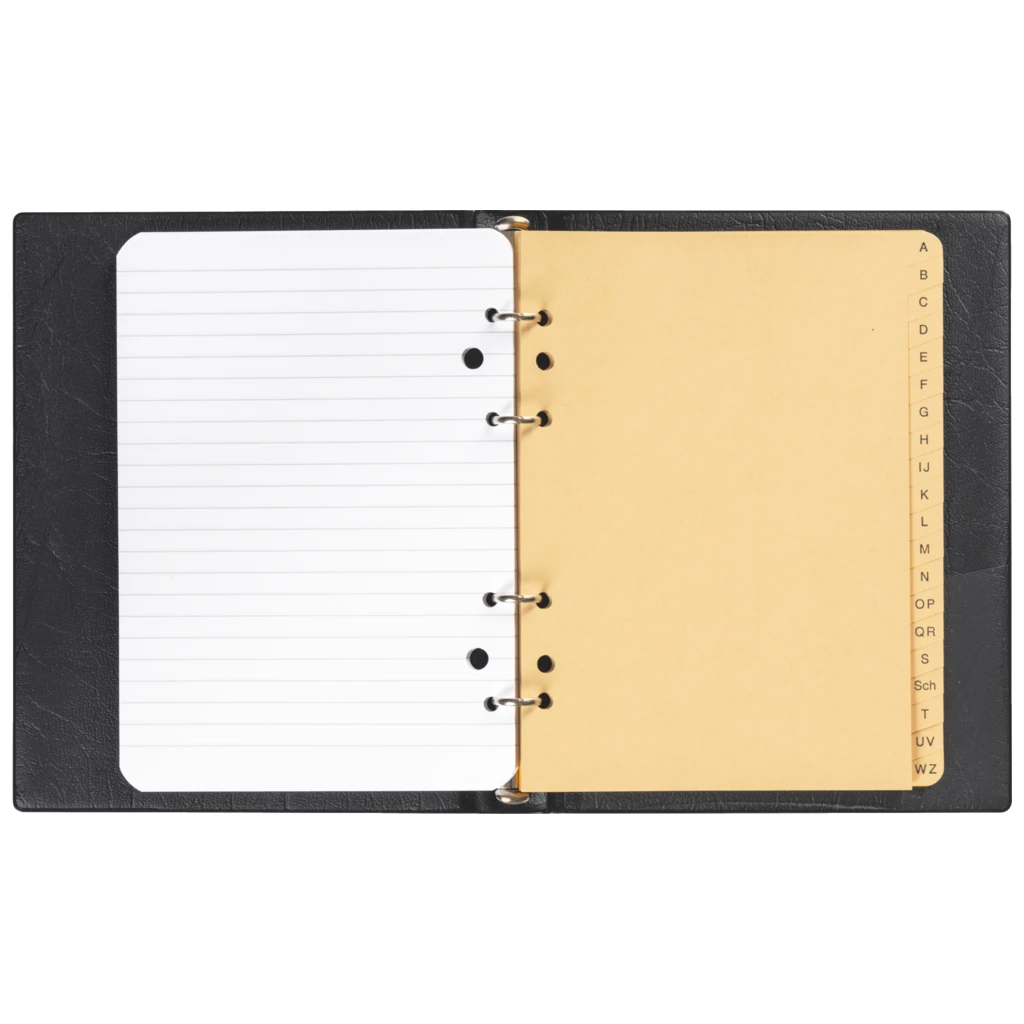 Taschen-Ringbuch | A6, 4-Ring-Kipphebel-Mechanik, Füllhöhe: 10 mm, schwarz